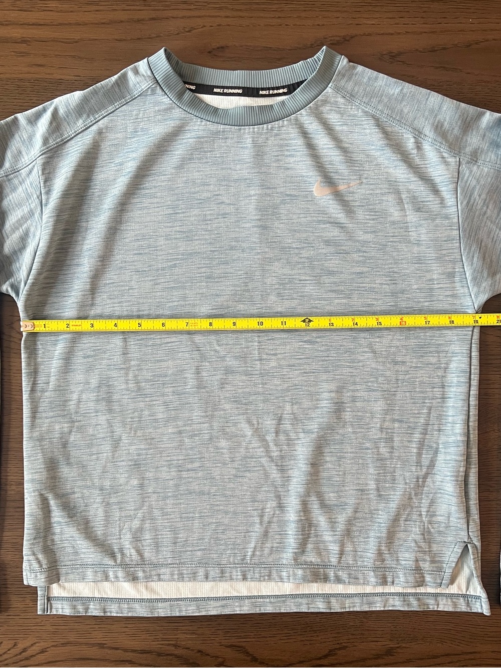 Nike Dri-FIT Running Long Sleeve Crew Neck Shirt Light Heather Green-Blue EUC - Picture 10 of 12